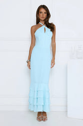 The Cool Standard Halter Maxi Dress Blue