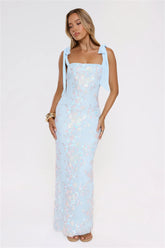 Lantern Light Love Sequin Maxi Dress Blue