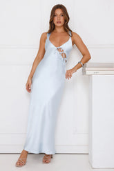 Love Knot Satin Maxi Dress Blue