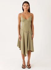 Lazure Midi Dress - Pale Olive